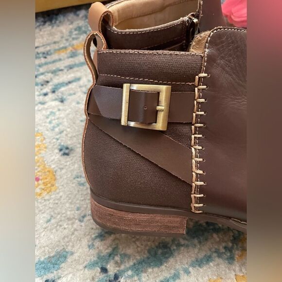 SPENCO brown leather and canvas ankle boots W7.5 - Picture 5 of 8